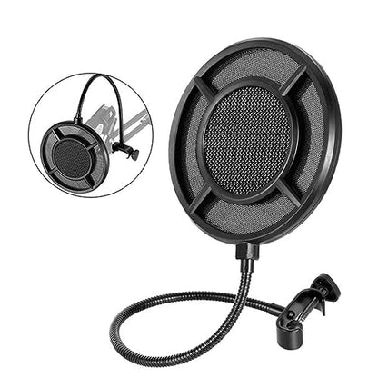 PS-1 Microphone Pop Filter Dual Layer Metal Grill Filter Shidle Anti-Spray Net for Studio Live Broadcast On-line Chat