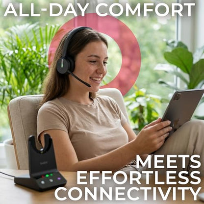 Yealink WH64 Wireless DECT Headset & Bluetooth MS Mono, Teams & Zoom Compatible, Acoustic Shield 2.0, 3-Mic Noise Cancellation, All-Day Comfort, Plug & Play for PC, Phone & UC Platforms, Long Battery - style: WH64 Mono-MS
