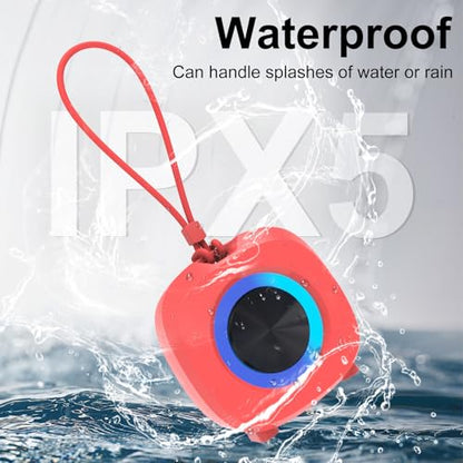 PEICHENG Speaker, Small Portable Bluetooth Wireless IPX5 Waterproof Shower Speaker,Loud Stereo Sound Deep Bass,Dual Pairing, RGB Lights,Long Playtime for Outdoor Party, Great Gift,1PC (Red) - color: Red