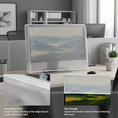 Monitor Dust Cover Protective See-Through Lightweight Waterproof Case for 37"-41" Computer Monitor LCD/LED Screen (37W x22H x3D) - size: 37"-41" in