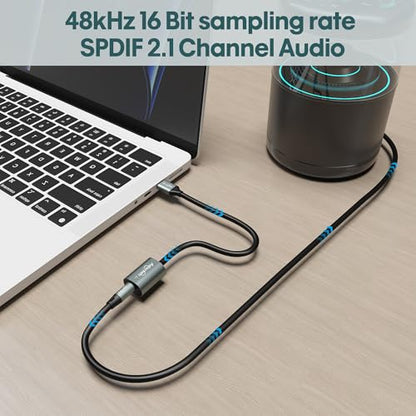 Adoreen Male USB A 2.0 to Female Toslink Digital Optical Audio Cable Adapter 0.6 Ft, USB to SPDIF Port Fiber Optic Converter, for Laptop Computer PC PS5/PS4, NOT for TV Or Other-Unidirectional - style: USB-A to Toslink