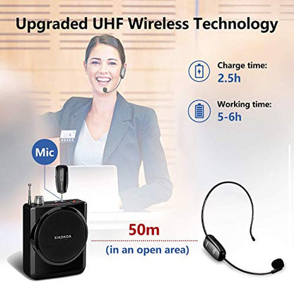 Wireless Microphone Headset, UHF Mic Speaker System for Teaching
