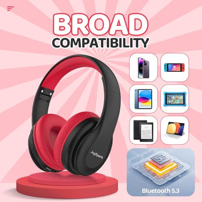 JoySpark Kids Bluetooth Headphones Over-Ear, 60Hrs, Built-in Mic-Black - color: Black