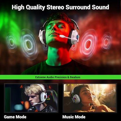 Krysenix Xbox Wireless Gaming Headset with Noise Canceling Microphone-White | For Xbox Series, PC, PS5, PS4, Mac, Switch,2.4 GHz Wireless & Bluetooth 5.4 Gaming Headphones,1200mAh Battery, 50mm Drivers - color: White