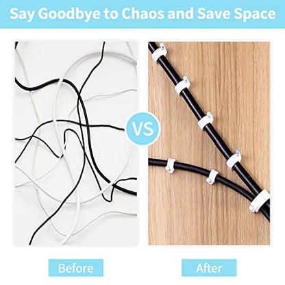 Abnii Cable Clips, 100 Pcs, 7mm, Wire Wall Clips with Steel Nails, Cable Management Organizer Clips, Cable Tacks Coax Holder Clips, RG6 RG59 CAT6 RJ45 Cable Cord Clips, White | Cord Clips, Cable Management Organizer Clip, Cable Tacks Coax Holder Clip, RG6