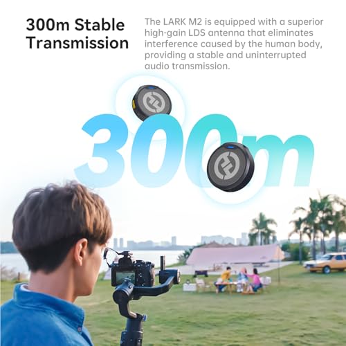 Hollyland Lark M2 Wireless Lavalier Microphone for Camera/PC/Laptop/Phones, 48KHz 24Bit, 1000ft Range, Noise Cancel, 40H Battery for Video Recording (Camera Version) - size: Camera Version