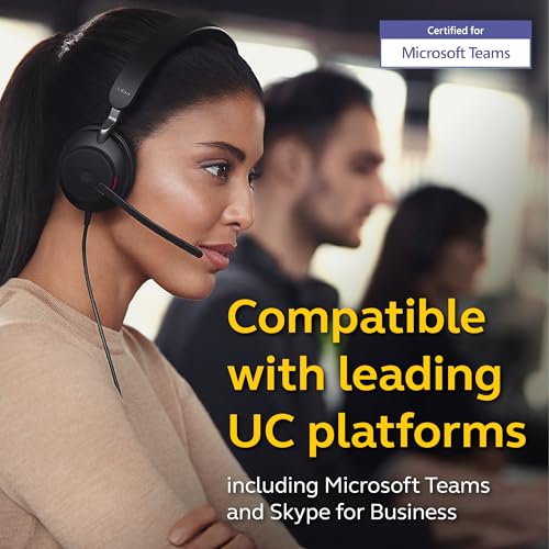 Jabra Evolve2 40 MS Wired Headphones, USB-C, Mono, Black – Telework Headset for Calls and Music, Enhanced All-Day Comfort, Passive Noise Cancelling Headphones, MS-Optimized with USB-C Connection - size: Microsoft Teams, style: Mono (USB-C)