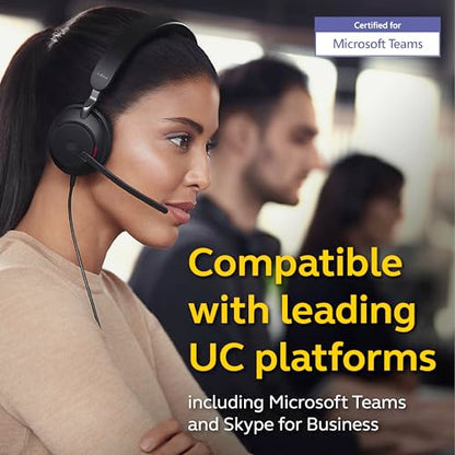 Jabra Evolve2 40 MS Wired Headphones, USB-C, Mono, Black – Telework Headset for Calls and Music, Enhanced All-Day Comfort, Passive Noise Cancelling Headphones, MS-Optimized with USB-C Connection - size: Microsoft Teams, style: Mono (USB-C)