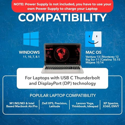 OREI USB C Docking Station Triple Monitor (MST, No Drivers, Windows) 3 Monitor Dock with 4K@60Hz 4:4:4 - SplitXtend Laptop Dock with 2 HDMI & DisplayPort, 85W PD, Ethernet, USB, SD/TF | Laptop Docking Station with 3 Displays, 2 HDMI + DisplayPort, 100W PD