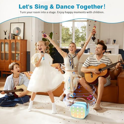 Mini Karaoke Machine with 2 Wireless Microphones, 2026 TOP Kids Portable Bluetooth Karaoke Machine for 3, 4, 5, 6, 7, 8, 9,10,11,12+Year Old, Christmas Birthday Gifts for Girls Boys Adults Home Party - color: Blue