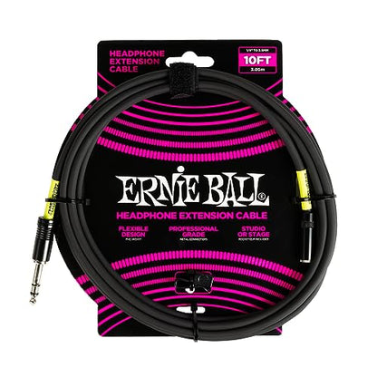 Ernie Ball Headphone Extension Cable 1/4 to 3.5mm 10ft - Black - size: 10 feet, style: 1/4" to 3.5mm