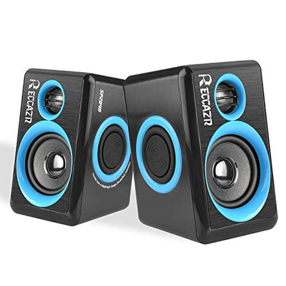 RECCAZR SP2040 Surround Computer Speakers with Deep Bass USB Wired Powered Multimedia Speaker for PC/Laptops/Smart Phone Built-in 4 Loudspeaker Diaphragm(Blue) - color: Black & Blue