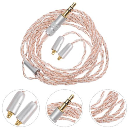POPETPOP 5mm Earphone Extension Cable Silver Plated Cord Detachable Connector Wire Replacement Headphone Extension Cord for Wired Audio Devices