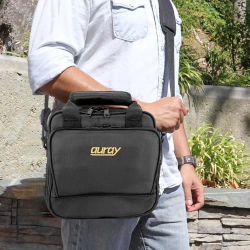 AURAY Nylon Padded Mixer Bag w Gear Protector, Fits Up to 10x10 inch Mixers | Removable Strap & Carry Handles, Weather-Resistant, Zipped Pockets, Ideal Storage Case for Travel and Audio Gear