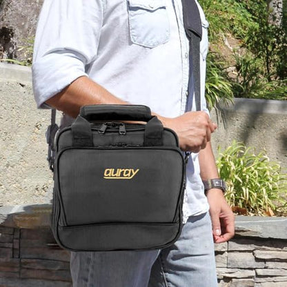 AURAY Nylon Padded Mixer Bag w Gear Protector, Fits Up to 10x10 inch Mixers | Removable Strap & Carry Handles, Weather-Resistant, Zipped Pockets, Ideal Storage Case for Travel and Audio Gear