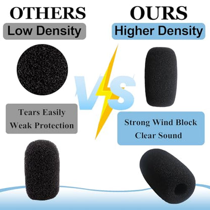 AKSONMN 18 Pack Mini Foam Windscreen for Headset Microphone - High Density Mic Covers for Protection of Lavalier Microphones