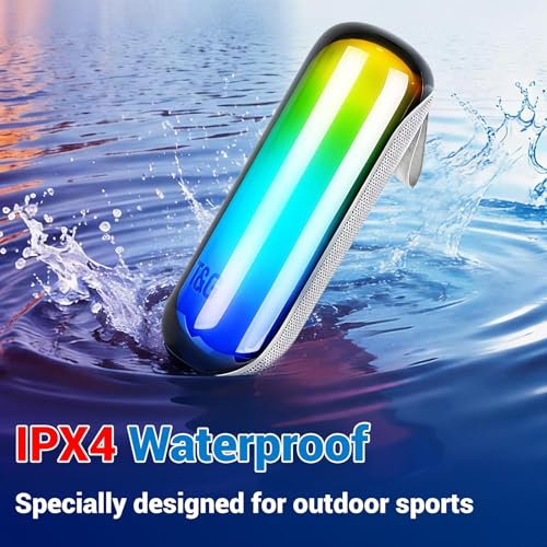 T&G Bluetooth Speaker RGB Lights, 15W Loud Stereo Sound | IPX5 Waterproof Shower Speaker, 24H Battery Portable for Outdoor Party Beach Pool (Gray) - color: Gray