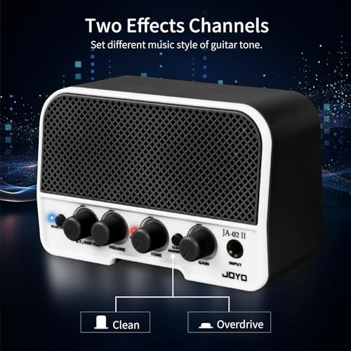 JOYO 5W Mini Guitar Amp Portable Electric Guitar Practice Amplifier with Bluetooth 5.0, Clean/Overdrive Channels, Rechargeable Battery, AUX & Headphone Out (JA-02 II Black) - color: Black