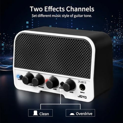 JOYO 5W Mini Guitar Amp Portable Electric Guitar Practice Amplifier with Bluetooth 5.0, Clean/Overdrive Channels, Rechargeable Battery, AUX & Headphone Out (JA-02 II Black) - color: Black