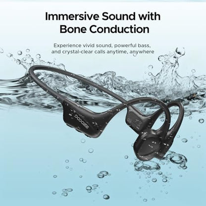 Bone Conduction Headphones, IP68 Waterproof Swimming Earbuds, 10-Hour Battery Life, Bluetooth 5.4 Wireless, 32 GB Storage, MP3 Mode, Ideal for Cycling, Swimming, and Fitness (Black) - color: BLACK