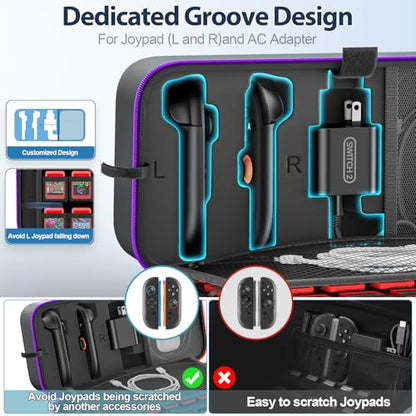 OIVO Carrying Case Compatible with 2025 Nintendo Switch, Portable Switch 2 Travel Carry Case Fit for Joy-Con 2 & Adapter, Hard Shell Protective Pouch Bag with 24 Game Slots, Purple - color: Purple