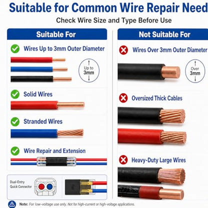 No Strip Solderless Speaker Wire Quick Disconnect Connectors Kit, Includes 40Pcs/20 Pairs, Tape, Zip Ties Install Tools, for Car Audio & 12V Automotive, 16-18 AWG