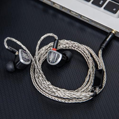 Linsoul Tripowin Zonie 16-Core Silver-Plated SPC IEM Cble w/Omni Mic | HiFi Wired Gaming Earbuds Cable, in-Ear Monitor Upgrade Cable, 1.25m Tangle-Free Wire for Audiophiles, 3.5mm,2Pin - size: 2PIN, style: 3.5mm