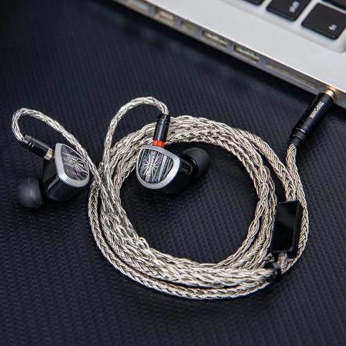 Linsoul Tripowin Zonie 16-Core Silver-Plated SPC IEM Cble w/Omni Mic | HiFi Wired Gaming Earbuds Cable, in-Ear Monitor Upgrade Cable, 1.25m Tangle-Free Wire for Audiophiles, 3.5mm,2Pin - size: 2PIN, style: 3.5mm