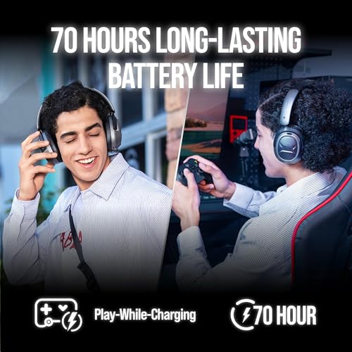 OXS Storm A2 Wireless Gaming Headset, Active Noise Cancellation, Over Ear Headphone with Mic, Bluetooth 5.4 & 2.4GHz Low Latency, Dual EQ Modes, 70H Playtime, for PC, Switch, PS4, PS5, Mobile, Black - color: Black