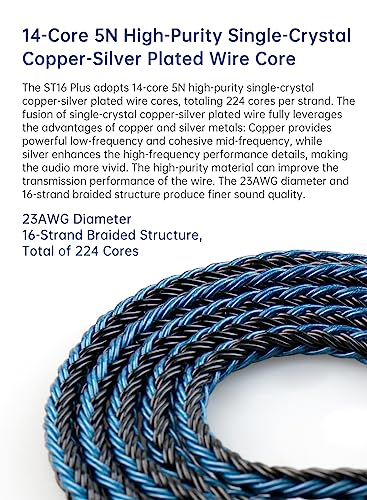 keephifi 6ft IEM Cable 2 Pin 3.5mm, KBEAR ST16-Plus 2m Upgrade 16-Strand Headphone Extension Cable, Silver-Plated Earbuds Wire for Truthear Hexa/Zero, Simgot EW100P, Moondrop blessing2 - color: BlackBlue, style: 3.5 2PIN