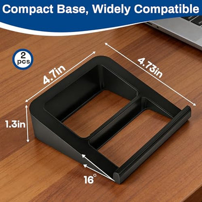 1 Pair 16° Tilt Wedge-Shaped Speaker Riser with Shock-Absorbing Foam | Suitable for Most Small Speakers, Space-Saving Design, Non-Slip Base