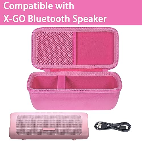 co2CREA Hard Case for BolaButty X-GO C27C Bluetooth Speaker Speaker,Pink | Travel Protective Storage Bag with Mesh Pocket & Handle, Shockproof EVA Shell and Soft Lining - color: Pink