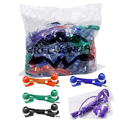 Keewonda Bulk Earbuds 50 Pack for Classroom Wholesale Earbuds Headphones Wired Stereo Earphones Multi Color for Kids Toddlers Teen at School Library Room Homeschool Online Teaching - color: 50 pack Multi