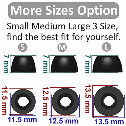 Replacement Memory Foam Compatible with Beats Solo Buds/Fit Pro/Studio Buds + Ear Tips, 6 Pairs S/M/L Cancel Noise Fit in Case Comfortable No Silicone Pain for Beat Studio Buds - Foam Black