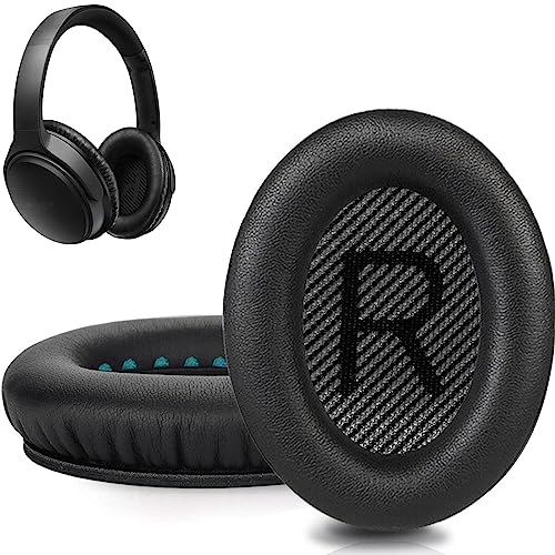 QC25 Ear Pads Cushions Replacement Compatible with Bose QC15 / QC25 / QC35 & 35 ii / QC2 / AE2 / AE2i / AE2W / Soundlink Headphones,Ear Muffs Memory Foam Earpads - color: Black