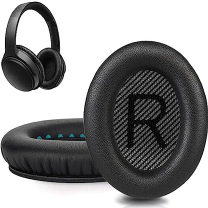 QC25 Ear Pads Cushions Replacement Compatible with Bose QC15 / QC25 / QC35 & 35 ii / QC2 / AE2 / AE2i / AE2W / Soundlink Headphones,Ear Muffs Memory Foam Earpads - color: Black