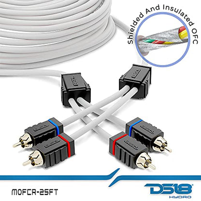 DS18 MOFCR-25FT 2 Channels OFC Marine RCA Audio Stereo Cable - 25 Feet - style: 25 Ft