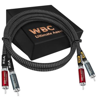 WORLDS BEST CABLES -Ultimate - 1.5 Foot - Premium Audiophile RCA Cable Pair | 18 AWG - Ultra-Pure OFC - Ultra-Low-Capacitance (13pF/ft) - Silver-plated Pure-Copper RCA Plugs- Carbon Tweed Jacket