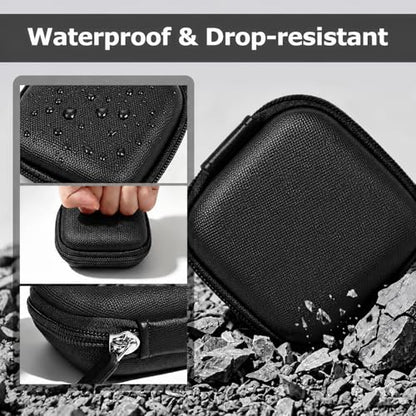 Earbud Case for AirPods & Wireless Earbuds, PU Leather EVA Hard Shell Headphone Case with Mesh Pocket, Cable Organizer Bag with Carabiner, Shockproof Travel Storage Case, Black - color: A-Black