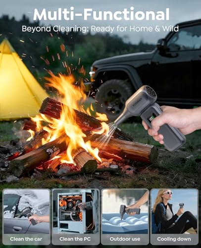 Compressed Air Duster, 300000RPM Super Power Electric Air Duster, 0-100 Adjustable Speed with LED Light, Powerful Electric Duster for Car Cleaning, Electronics & Outdoor Gear, Portable Turbo Blower