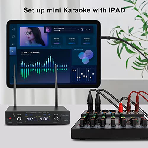 6-Channel Stereo Audio Mixer with Stepped Knobs, Mini Sound Board with 2 True Stereo Inputs, Mono/Stereo Switch, Precise Detented Pots, 16 DSP Effects, 48V Phantom for Keyboards, Studio