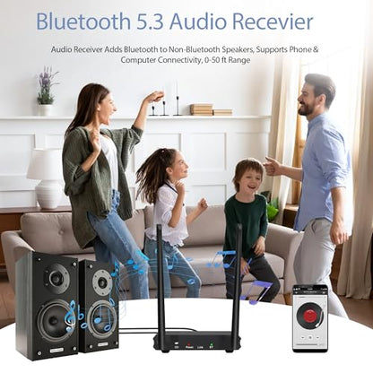 2.4GHz Wireless ARC Optical 3.5mm (RCA) Audio Transmitter Receiver | for TV Pojector,164Ft 18ms Latency,Built-in Bluetooth 5.3 Receiver (Only Audio)