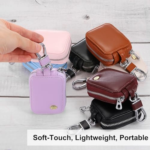 HARFINGTON Earbuds Cases, Earphone Case Holder, PU Leather Ear Buds Case Zipper Organizer Small with Mesh Pocket for USB Cable, Wireless Wired Earphones, Brown - color: Brown