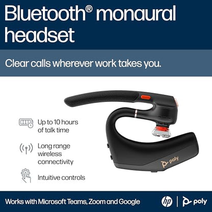 Poly Voyager Legend 50 UC Bluetooth Headset with Charging Case - 4 Noise-Canceling Mics, AI NoiseBlockAI & WindSmart Tech - Bluetooth Headphones with Mic, Smart Call Controls, All-Day Comfort - style: Legend 50 with Charging Case