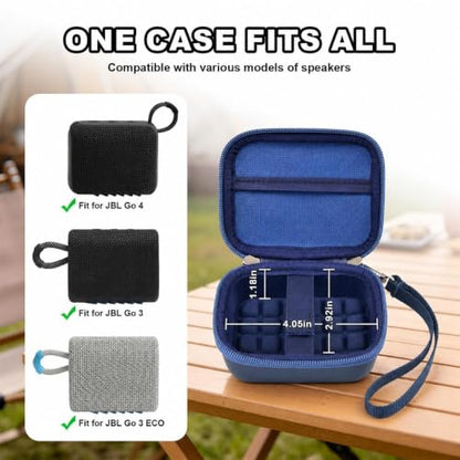 ANKHOH Hard Speaker Case for JBL Go 5/4/3 with Wrist Strap, Case Only - color: Blue