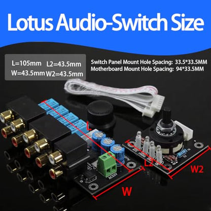 RCA Jack Relay-Adjustable Audio Source Switching Input Selector Board