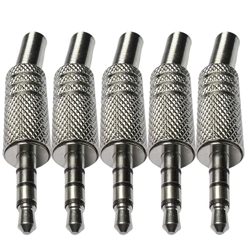 CESS 3.5mm TRRS 4-Pole Male Solder Plug, 5 Pack