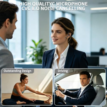 Hsility Bluetooth Headset with USB Type C 270 Degrees Rotatable Microphone for Truck Driver Bussiness and Travel
