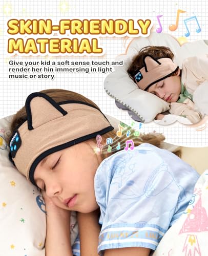 KIDSBAND Kids Headphones, Over On The Ear Toddler/Baby Headband Headphones - Volume Limited with Thin Speakers & Soft Headband No Pressure On Ears, for Learning/Plane/Travel/Tablet/Computer/Sleep - color: DesertYellow