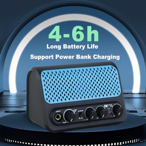 Dekode iG-10Mini Electric Guitar Amplifier, 10W Portable Mini Guitar Amp with Reverb, Clean/Overdrive Channels, Bluetooth, Headphone Jack, 4-6H Playtime, Rechargeable, Travel and Outdoor Use | BT 5.0, 2 Channels (Clean/Overdrive), 1.75” Speaker, Headphone